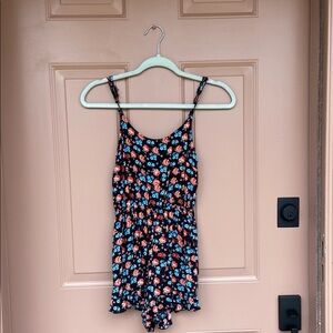 LA Hearts Floral Jumpsuit - Black and Blue